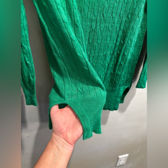 J. Crew Vibrant Green Cable Knit Sweater linen fall  clean simple Christmas - Picture 9 of 11